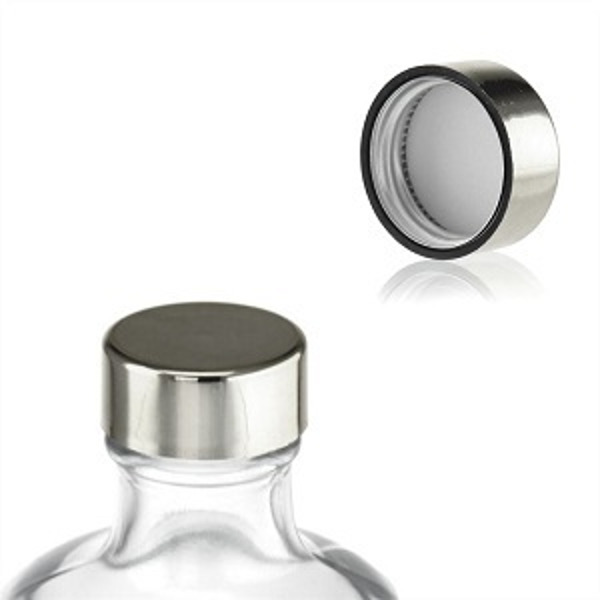 BrandPrint, Bottiglia in Vetro Modello Artemide 1 Litro con Tappo a Vite  Colore Alluminio. per Bevande e Succhi.